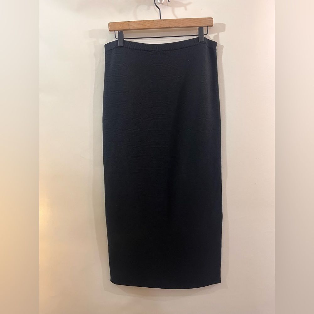 Eileen Fisher Black Silk Organic Cotton MIDI Pencil Skirt Size Small